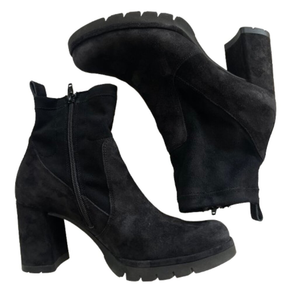 Paul Green Nadia Suede Lug Sole Black Bootie Boots 7.5